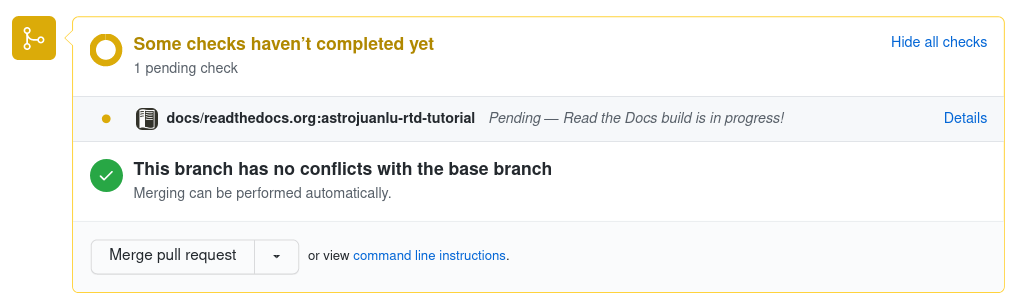 Read the Docs building the pull request from GitHub