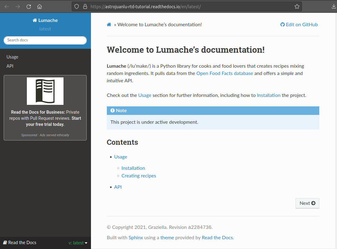 HTML documentation live on Read the Docs